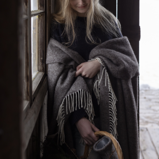 Szal z kieszeniami Lapuan Kankurit ARVO white-brown 60x180 cm - 3