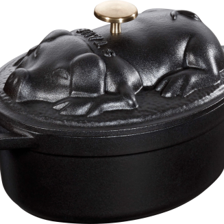 Staub oval cast iron pot for piglet - 1 liter, graphite - 2