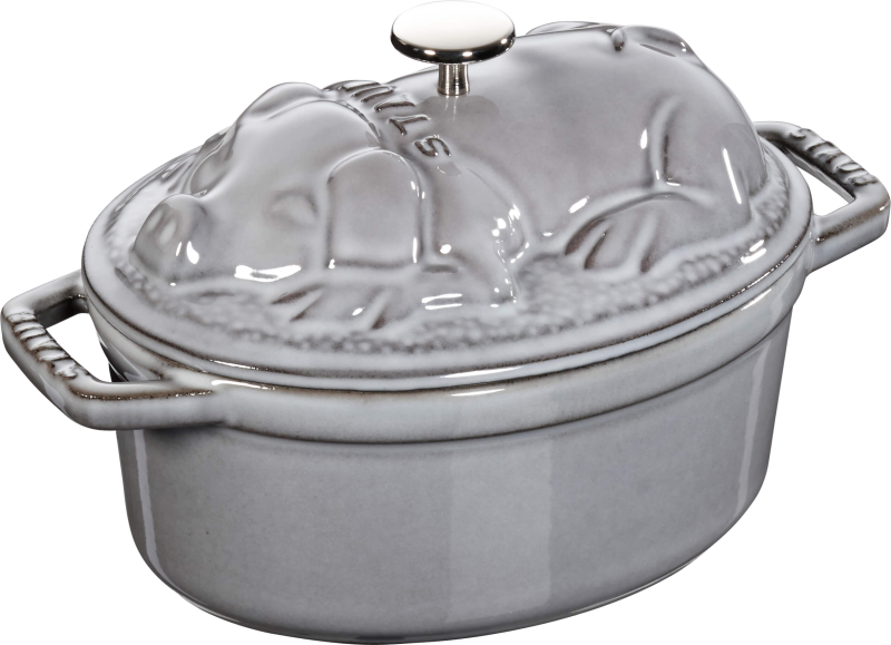 Staub oval cast iron pot for piglet - 1 liter, graphite