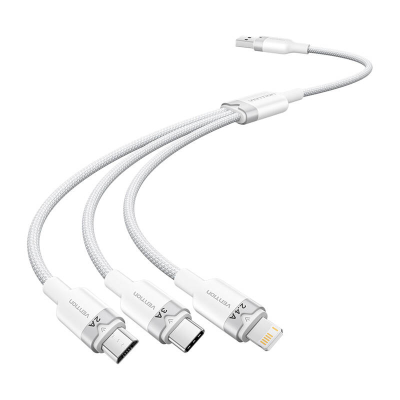 Kabel VENTION CTPWG USB-A-Lightning/USB-C/microUSB 1.5m 3A (biały)