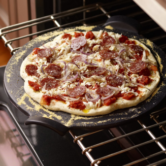  Emile Henry black pizza baking stone set with wooden spatula - 9