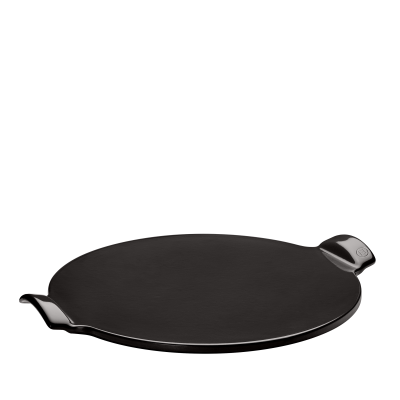  Emile Henry black pizza baking stone set with wooden spatula