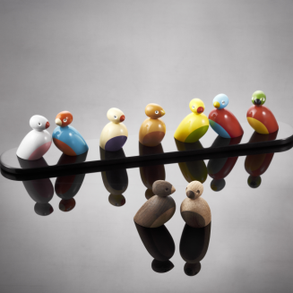  Kay Bojesen Sparrows wooden figurines - 2 pieces - 6