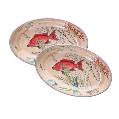  Rose&Tulipani | Set of 2 oval Sea Life melamine platters - 24 x 15 cm