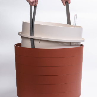 Duża donica samonawadniająca okrągła Plastia Berberis 55 cm cynamonowy - 4