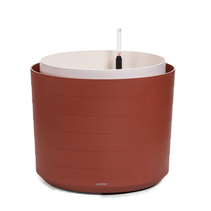 Duża donica samonawadniająca okrągła Plastia Berberis 55 cm cynamonowy