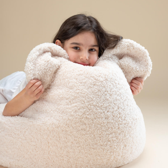  Wigiwama Bear Teddy Cream White Children's Pouf - 2
