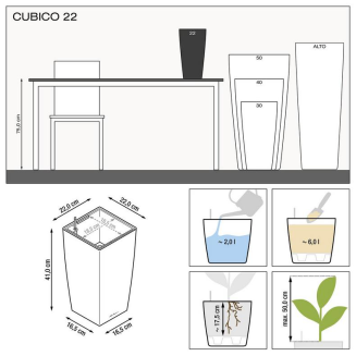 Lechuza Cubico Premium 22 flowerpot | 30 | 40 | 50 white gloss - 5