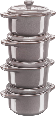 Staub Mini Cocotte Round, 4 pcs - 200 ml, Antique gray