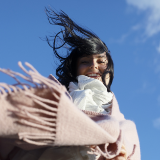  Lapuan Kankurit UNI scarf with pockets dusty rose 60x170 cm - 3