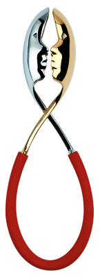 Casa Bugatti Molla Kiss Gold salad tongs, red with 24 carat gold