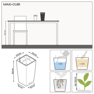  Lechuza Mini Cubi flowerpot | Maxi Cubi anthracite metallic - 6
