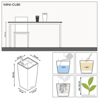  Lechuza Mini Cubi flowerpot | Maxi Cubi anthracite metallic - 5