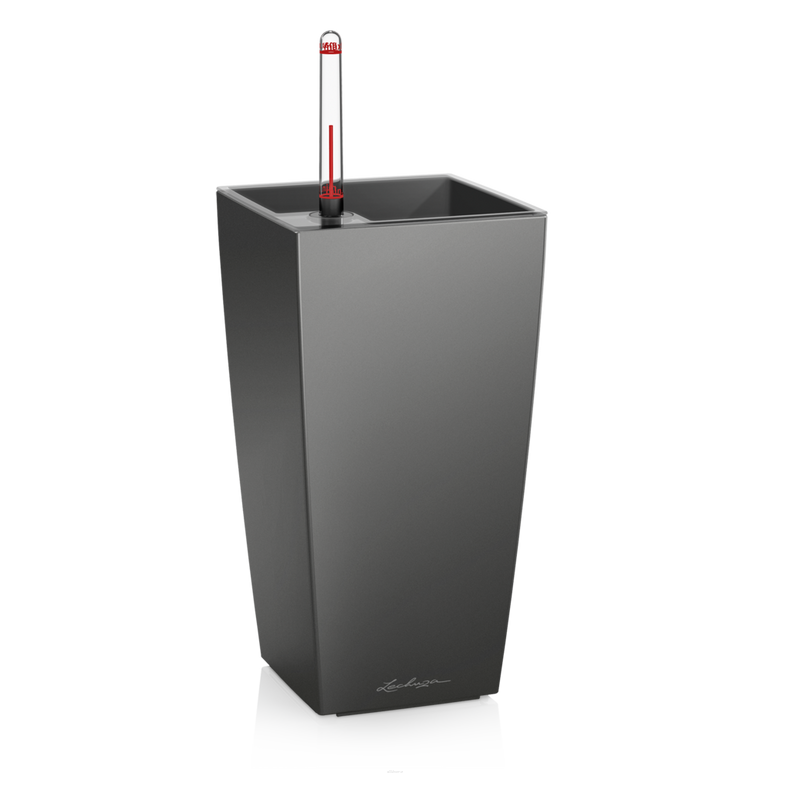  Lechuza Mini Cubi flowerpot | Maxi Cubi anthracite metallic