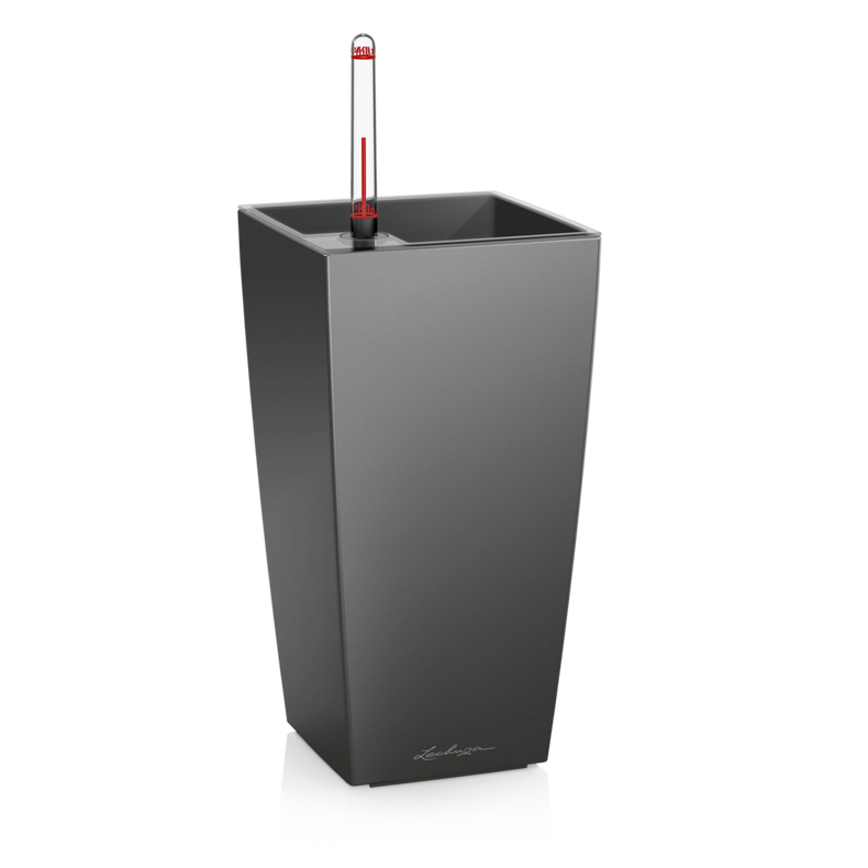  Lechuza Mini Cubi flowerpot | Maxi Cubi anthracite metallic