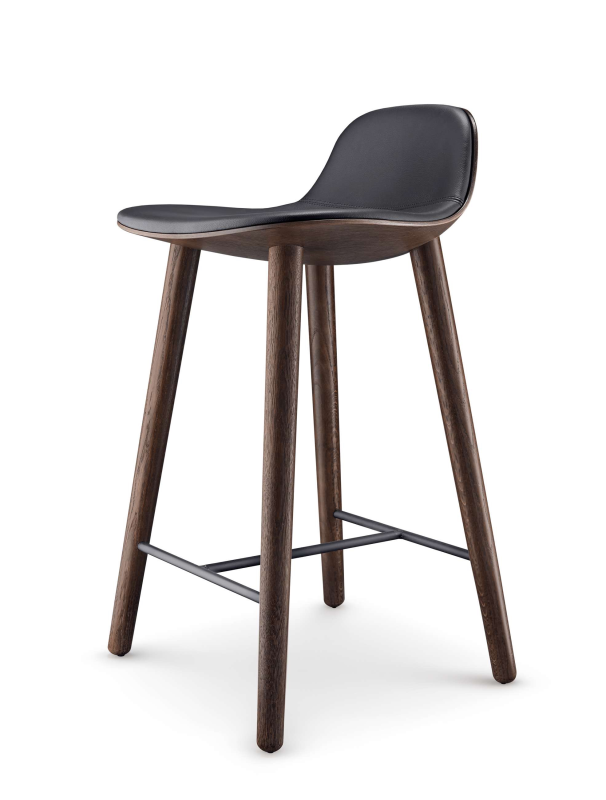  Eva Solo Yuuga smoke oak & black leather stool 65 cm