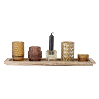  Set of 5 Bloomingville Sanga Brown candle holders with tray - 3