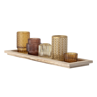  Set of 5 Bloomingville Sanga Brown candle holders with tray - 2