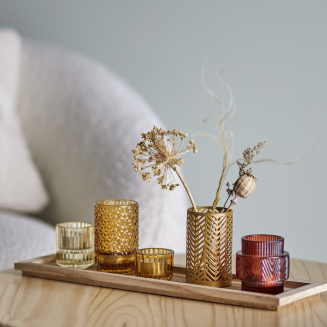  Set of 5 Bloomingville Sanga Brown candle holders with tray - 5