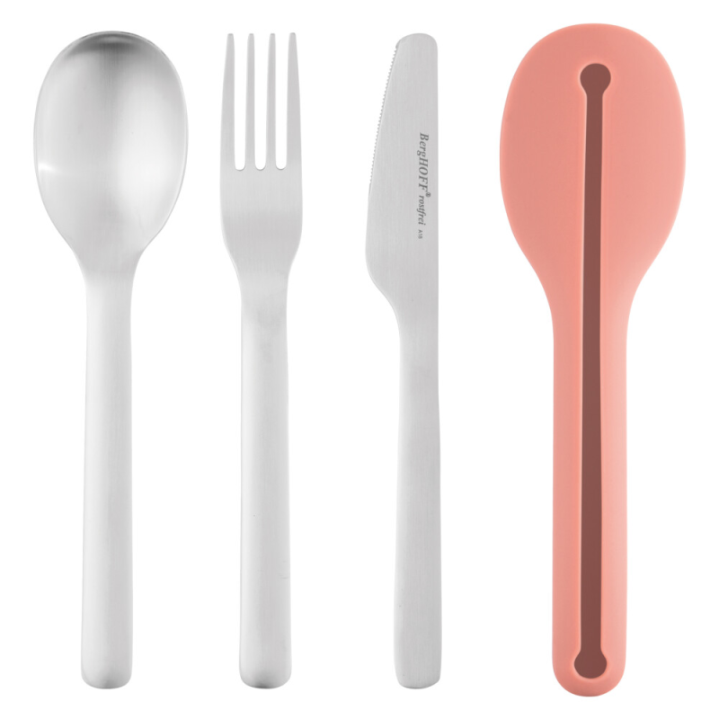 BergHOFF | 4-el. zestaw sztućców podróżnych różowy