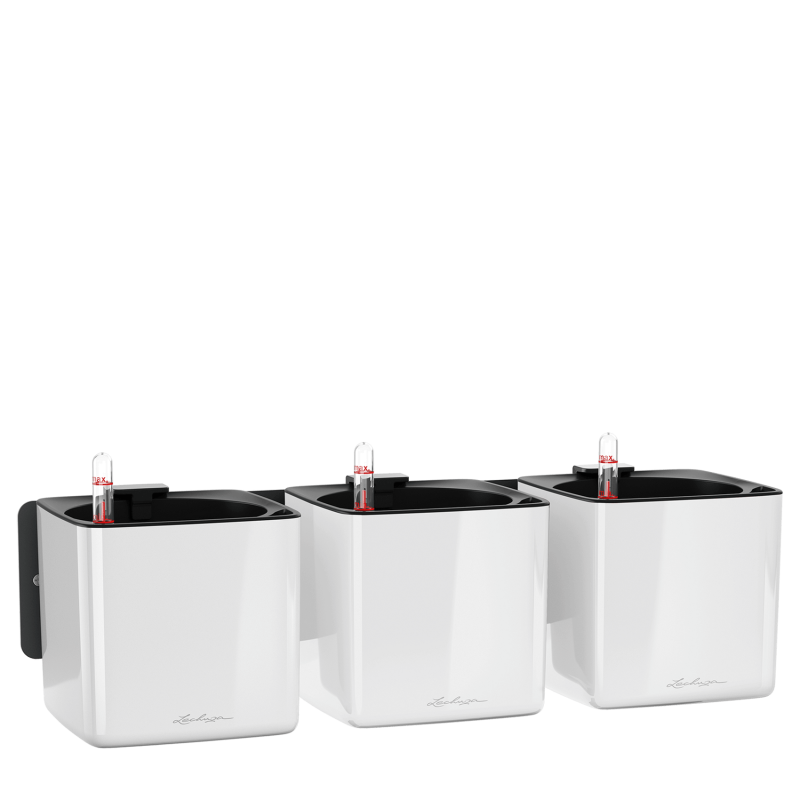 Lechuza Cube Glossy Home Kit wall flowerpot, white gloss