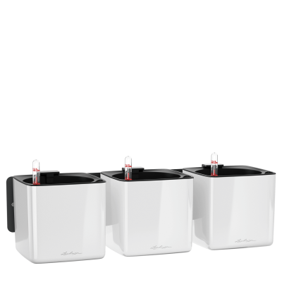 Lechuza Cube Glossy Home Kit wall flowerpot, white gloss