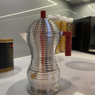 Alessi Pulcina coffee maker for 3 cups with a red handle for induction - 6