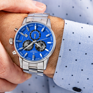 Zegarek Męski Giewont Chronograph Sapphire Srebrno Niebieski GW4580-B3 - 4