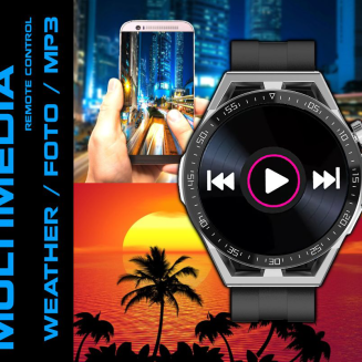 Smartwatch  Rubicon RNCE88-2 Czarny- Czarny Pasek Silikonowy + Czarna Bransoleta - 14