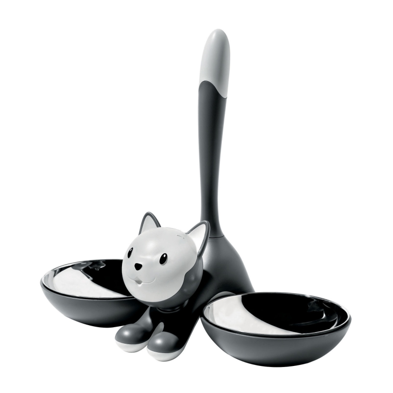  Alessi Tigrito double cat bowl, gray