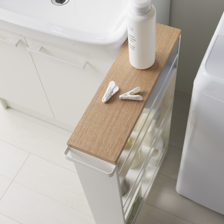  Yamazaki Tower Rolling Slim white shelf on wheels - 4