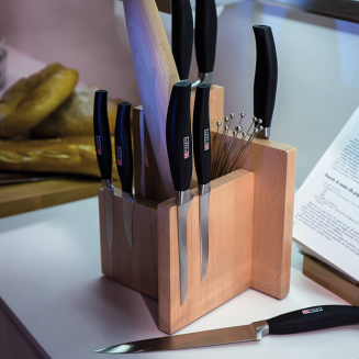  Magnetic beech wood knife block with Artelegno Kombi container - 2