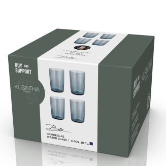 Set of 4 Bitz Kusintha Blue water glasses 280 ml - 2