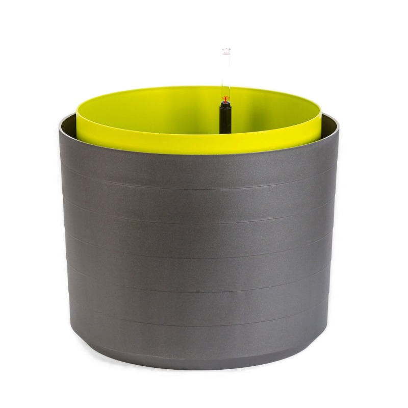 Duża donica samonawadniająca okrągła Plastia Berberis 55 cm szaro-brązowy