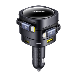 Ładowarka samochodowa Baseus Enjoyment Max z kablami USB-C+Lightning i portami USB-A+USB-C 90W Czarny - 3