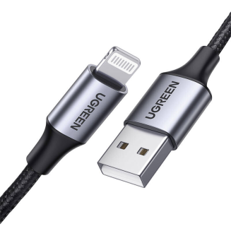 Kabel Lightning do USB UGREEN 2.4A US199, 1m (czarny) - 2