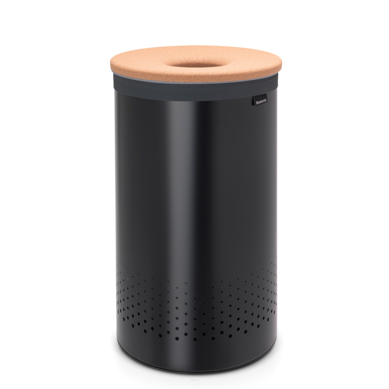  Brabantia laundry basket with cork cover, black, 60 liters