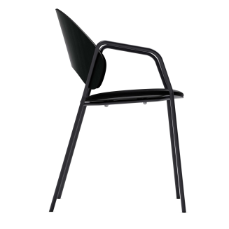 Chair with armrests Eva Solo Dosina black oak & black leather - 6