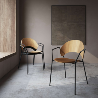 Chair with armrests Eva Solo Dosina black oak & black leather - 5