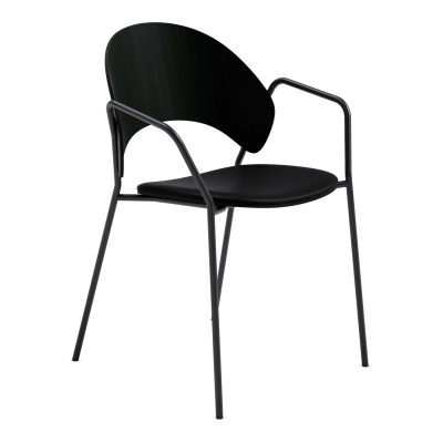Chair with armrests Eva Solo Dosina black oak & black leather