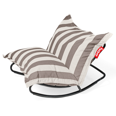 Pufa Fatboy The Original Outdoor Stripe Cacao + Fotel bujany do puf Rock 'n Roll Black | PROMOCJA 20%
