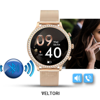 Smartwatch Damski VELTORI VT310-1 Złota Bransoleta + Różowy Pasek Silikonowy - 21