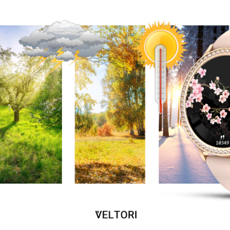 Smartwatch Damski VELTORI VT310-1 Złota Bransoleta + Różowy Pasek Silikonowy - 22