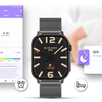 Smartwatch Gravity GT15-4 Niebieski Pasek Silikonowy + Tytanowa Bransoleta - 15