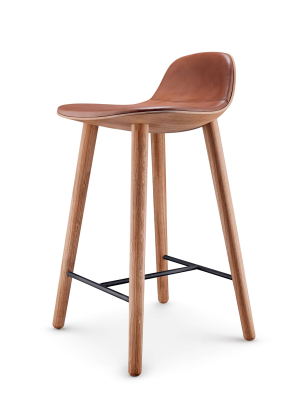  Eva Solo Yuuga nature oak & cognac leather stool 65 cm