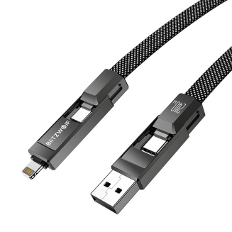Kabel USB 4w1 Blitzwolf BW-HDC7 USB+C+Lightning 240W 1,2m (czarny) - 3