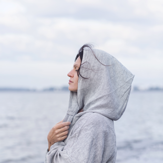  Lapuan Kankurit Kaste gray hooded bathrobe M - 2
