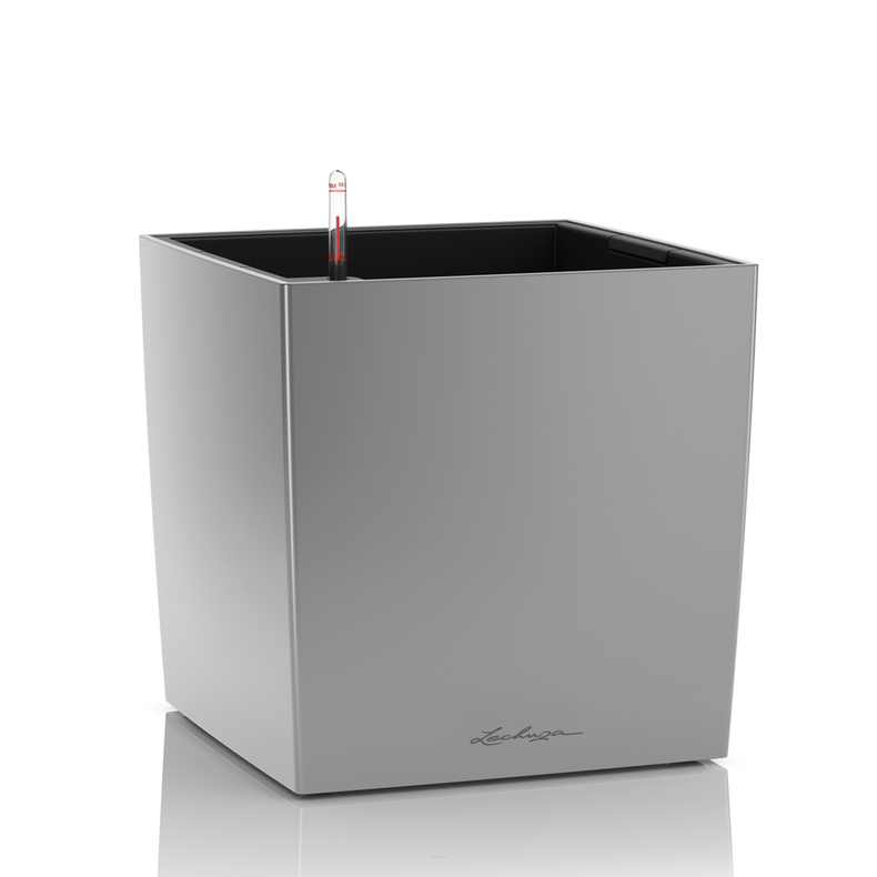  Lechuza Cube Premium 30 flowerpot | 40 | 50 silver metallic