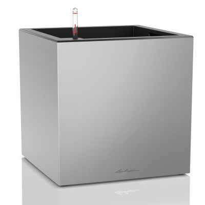 Lechuza Canto Premium 40 cube silver metallic flowerpot