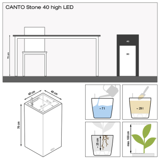 Lechuza Canto Stone flowerpot 40 LED column graphite black - 6